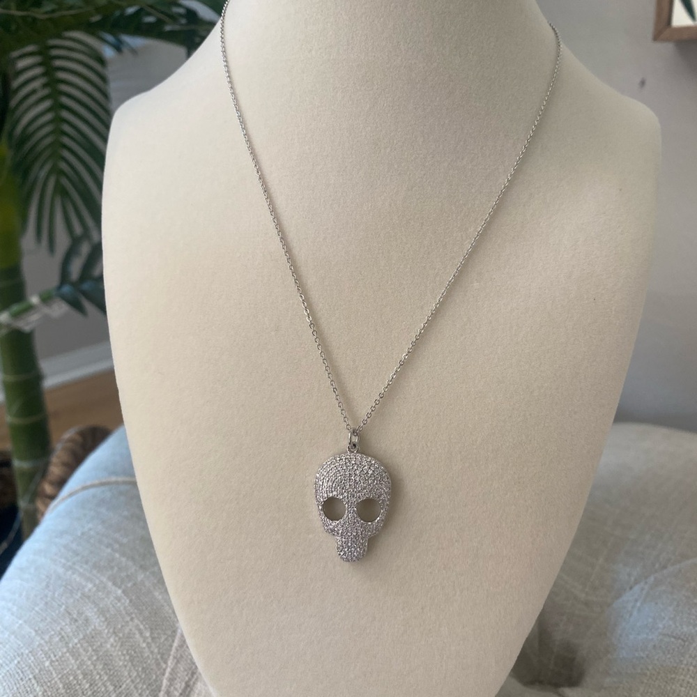 Silver Skull Pendant Necklace